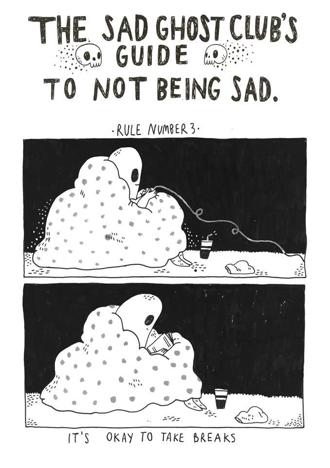 Viñeta de "guide to not being sad"